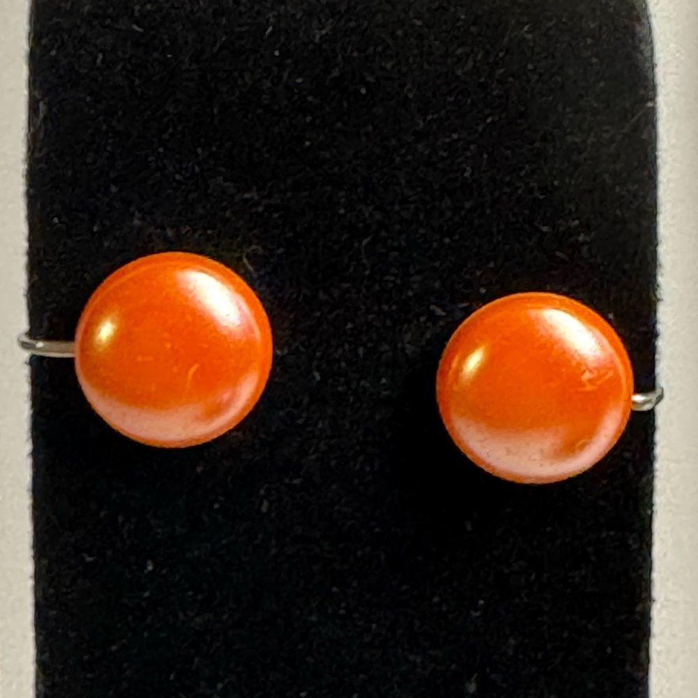 Screw back earrings earrings vintage orange round .5 inch